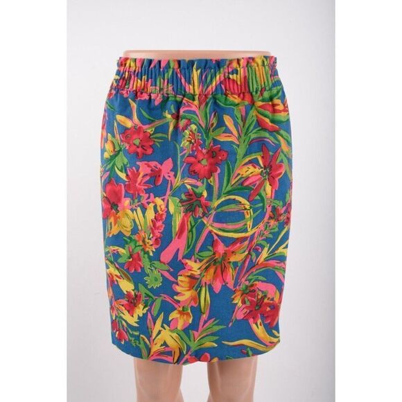 J.Crew Womans Sidewalk Mini Skirt Size 12 Multicolor Floral Linen Tropical - Picture 1 of 7